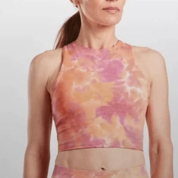 Athleta Conscious Crop D to DD Top size 2X Orange Pink Tie Dye - Picture 1 of 5